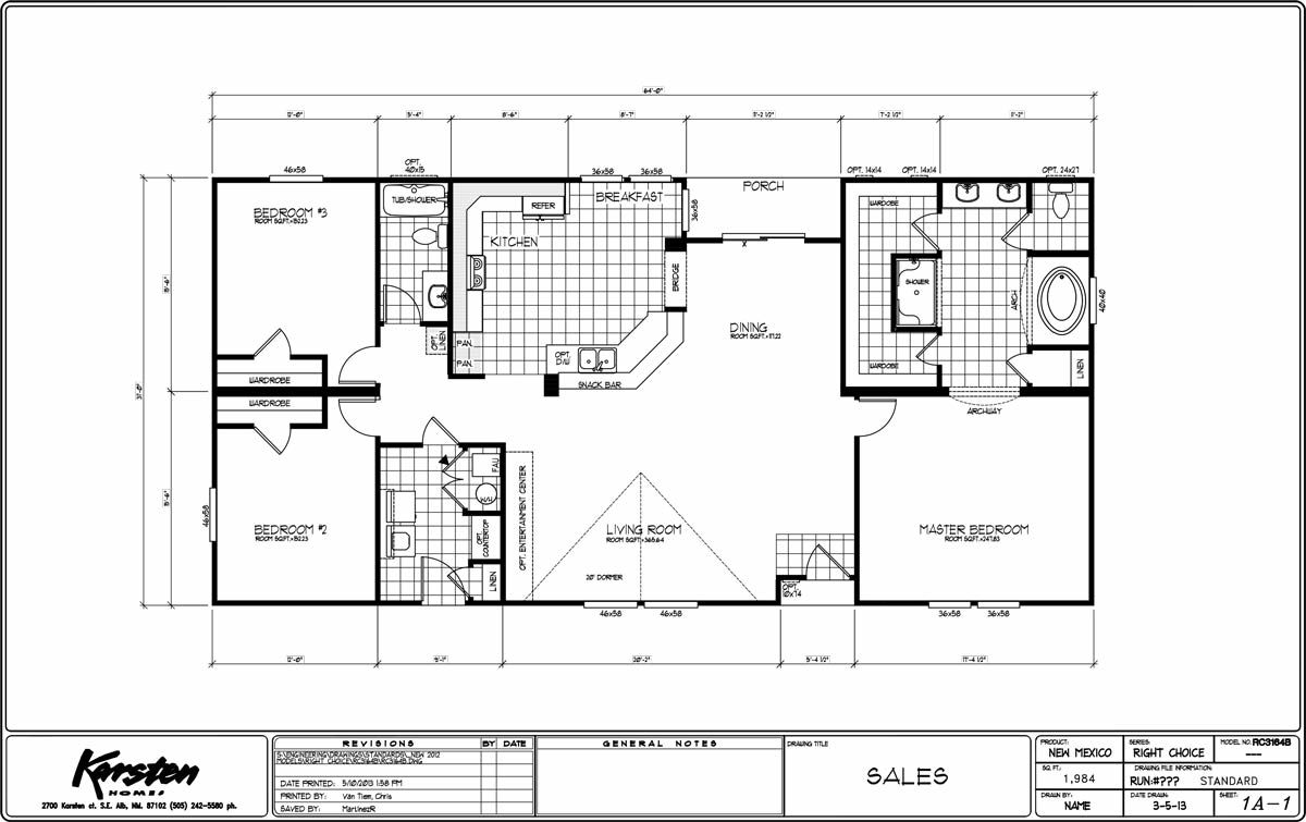 Karsten (New Mexico) 3 Bedroom Manufactured Home RC3064B